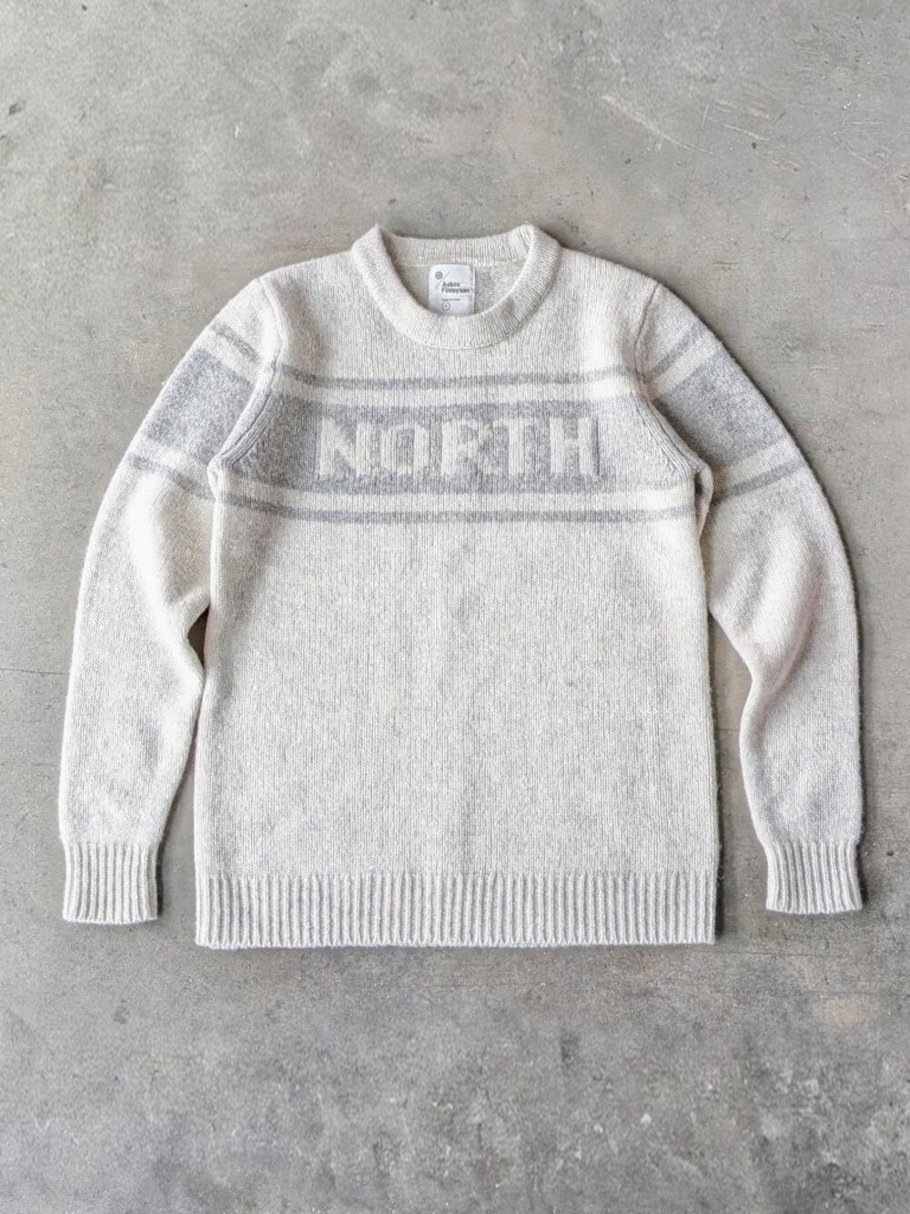 Askov Finlayson x Target North Gray Beige Lambswool Crewneck Sweater small